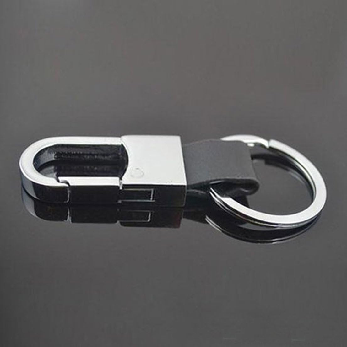 GrandSiri 1Pc Notable Popular Leather Keychain Keyring Keyholder Stylish Clip Holder Color Black