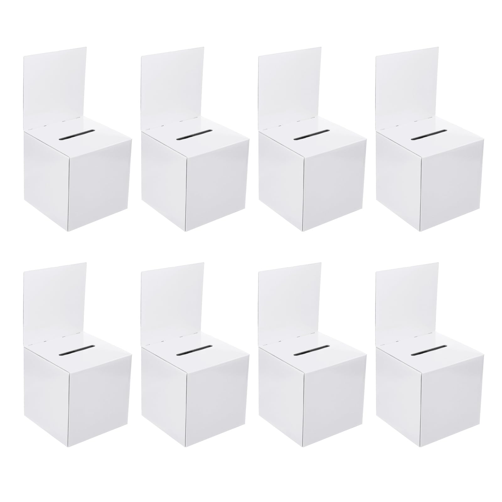 PATIKIL Raffle Box, 8 Pcs 6"x6"x6" Ballot Box with Removable Header Board for Suggestion, Collection, Tip, Donate, Voting, White Corrugated Paper