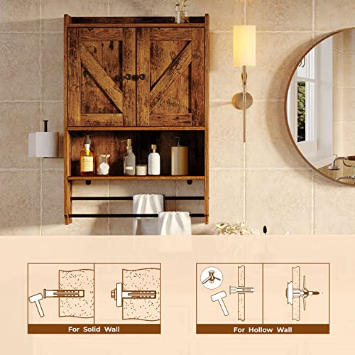 Rolanstar Bathroom Wall Mounted with 2 Doors, Medicine with Large Space, 4Tier