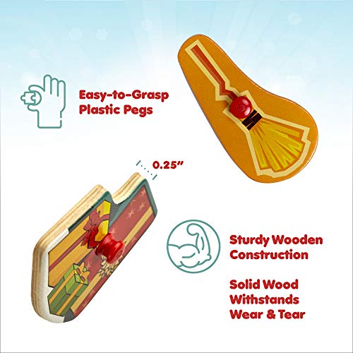 Halloween | Christmas | Wooden Peg Puzzle, Holiday Theme - Pack of 2 Learning Educational Pegged Puzzle Boards for Toddler & Kids (Set of 2) | Great Gift for Kids