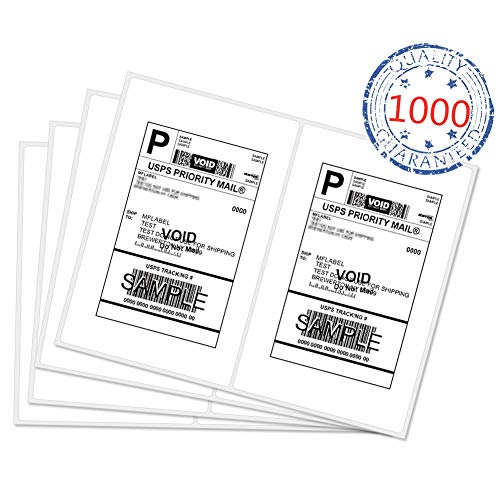 RyhamPaper Direct Thermal Labels,Half Sheet Self Adhesive Shipping Labels for Laser & Inkjet Printers 1000 Labels White
