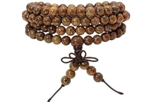Eigso 6mm 8 mm Natural Mala Beads Wristlets for Women Men 108 Lava Rocks Healing Tibetan Prayer Bracelet Necklace for Man Woman