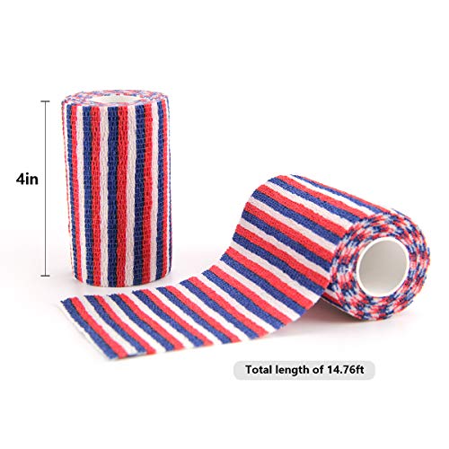 AUPCON Self Adhesive Bandage Vet Tape Cohesive Bandages Bulk Self Adherent Wrap Non-Woven for Pets Animals & Ankle Sprains & Swelling Supply, FDA Approved 4 Inches x 5 Yards