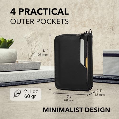 Vaultskin Notting Hill zip wallet with RFID protection (Black)