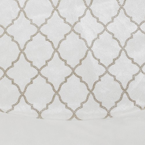 New Traditions 56 Inch Velvet Tree Skirt with Faux Fur Border and Gold Glitter Design - Ivory