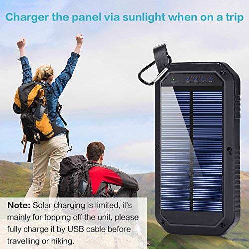 Solar Charger, Dostyle 8000mAh Portable Solar Power Bank External Backup Battery Pack 3 USB Ports Solar Phone charger with 21 LED light Compatible for All Cellphone Samsung Galaxy & Android Devices - Thumbnail 4