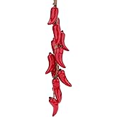Woration Fake Handmade Ceramics Hot Chili String Artificial Hanging Red Pepper Faux Vegetable Decoration Garland Vine for Home Kitchen Party Photography Prop 1 Pack