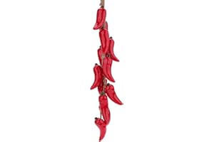 Woration Fake Handmade Ceramics Hot Chili String Artificial Hanging Red Pepper Faux Vegetable Decoration Garland Vine for Home Kitchen Party Photography Prop 1 Pack