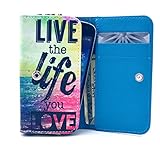 Orbic Slim Case,Universal Wallet Clutch Bag Carrying Flip Leather Smartphone Case with Card Slots for Orbic Slim 5.0 Inch-Live the Life You Love Style