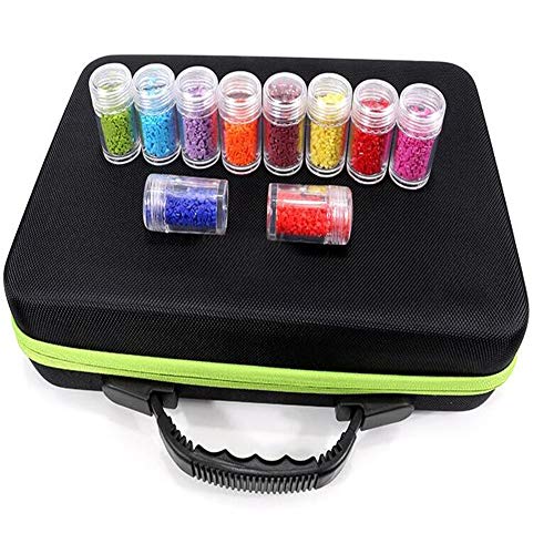 60 Slots Embroidery Diamond Storage Box,Clear Medicine Painting Accessory Case Display Holder Plastic Cross Stitch Organizer Storage Case Container Show Trays Essential Oil Bottle Box w/Zipp