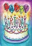 Toland - Birthday Wishes - Decorative Celebrate Party Cake Candle Balloon USA-Produced House Flag
