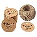 G2PLUS 100PCS Thank You Tags, 1.7'' Round Thank You Tags, Brown Kraft Paper Thank You Tags with String for Gift Wrapping, Baby Shower, Wedding Party Favors