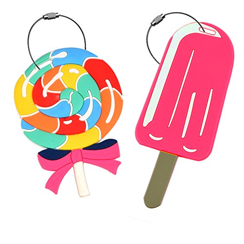 Unique Luggage Tag Travel Suitcase Bag Identify Label with Steel Loop (Candy-3Pack)