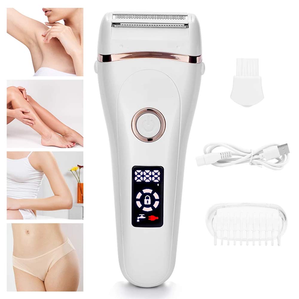 Electric Lady Shaver Bikini Trimmer, Wet & Dry Rechargeable Cordless Painless Electric Razor for Women, LED Display Razor for Legs Underarms