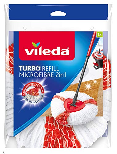 EasyWring and Clean Turbo 2-in-1 Microfibre Mop Refill Head, White/Red