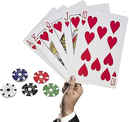 Giant Jumbo Playing Cards 8x11 Inches And Extra Large Poker Chip