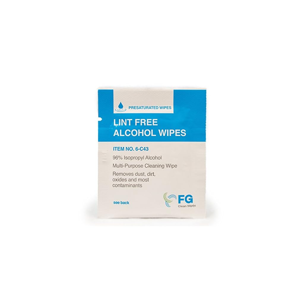 FG Clean Wipes 4"x3" Lint Free Alcohol Wipes 96 IPA Box of 60