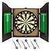 Classic Double-Sided Dartboard - Cork Board with Walnut Cabinet Set with 6 Brass Darts, Chalk, Eraser, & Mounting Hardware - for Bars & Game Rooms