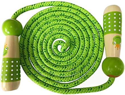 eBelken Jump Rope for Kids, Kids Jump Ropes, Boys and Girls Skipping Rope for Children Students Fitness Training/Exercise/Outdoor Activity Fun Toy - Adjustable and Wooden Handle (Green Frog)