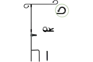 AKEYDECO Garden Flag Stand-Holder-Pole with Flag Stopper and Clip Waterproof Powder-Coated Paint for House Flags,Decorative Flags,Yard Flags,Seasonal Flags