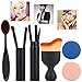 Kaptron Makeup Brush Set, Contour, Eyeshadow & Blush Brush, Oval Toothbrush Curve Brush with Brush Cleaner Washing Brush Glove Scrubber Board and Flawless Cosmetic Puff - Set of 10 pieces