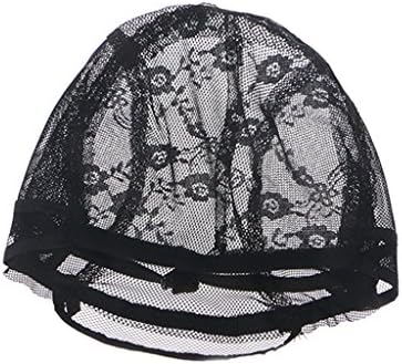 LhuaguoStretch Mesh Wig Caps With Adjustable Strap For Making Wigs Black Weaving Weave