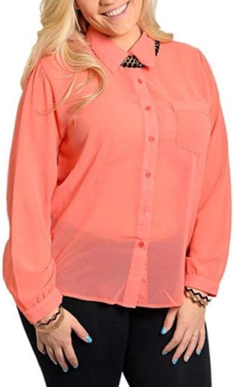 plus size sheer button down shirt