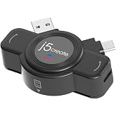 j5create USB-C/Type-A Smart Card/CAC Reader Duo, TAA Compliant | Patented Design, TAA compliant and Made in Taiwan for Secure Logins, Ideal for Enterprise, Banking, and Government (JUR262)