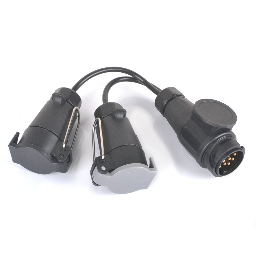 Reelva 13 PIN PLUG TO 2 X 7 PIN SOCKETS CARAVAN TRAILER TOWING CONVERTER ADAPTER LEAD