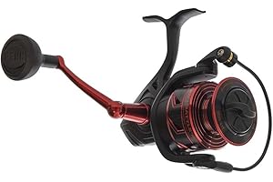PENN Battle III Spinning Inshore Fishing Reel, HT-100 Front Drag, max of 15lb | 6.8kg, Made with Sturdy All-Aluminum Composition for Durability, 4000, Black and Red