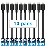 Short Micro USB Cable,Mopower 10 Pcs 0.5FT High Speed USB 2.0 A Male to Micro B Charge and Sync Cables for Samsung,LG,BlackBerry and Motorola Smartphones & Tablets Black (10-Pack)