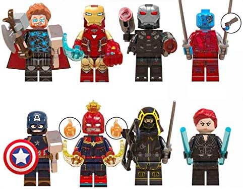 8 Avengers Super Heroes Minifigures Action Figures Building Blocks Toys with Accessories for Kids Set