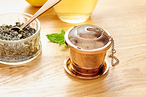Loose Leaf Tea Infuser (Set of 2) with Tea Scoop and Drip Dray by Apace - Ultra Fine Stainless Steel Strainer & Steeper for a Superior Brewing Experience - Thumbnail 2