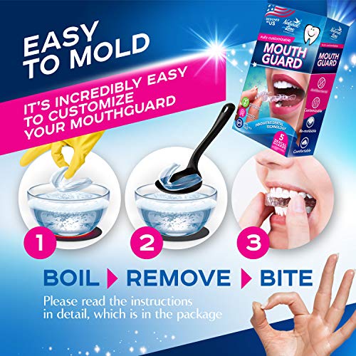 Mouth Guard for Teeth Grinding Night Clenching Bruxism Dental Guard Pack of 5 Moldable Mouthguards Sports Bite Anti Grind Sleep Guard