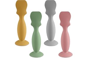 NEARBYME 4 Pack Baby Diaper Cream Brush, Diaper Cream Spatula Applicator Silicone Baby Butt Paste Spatula for Babies, Newborn (Gray/Sage/Blush/Mustard Yellow)