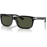 Persol PO3048S Rectangle Sunglasses for Men | In Black &amp; Havana. Polarized options available. Bonus kit: cleaning spray, cloth, screwdriver &amp; mirror.