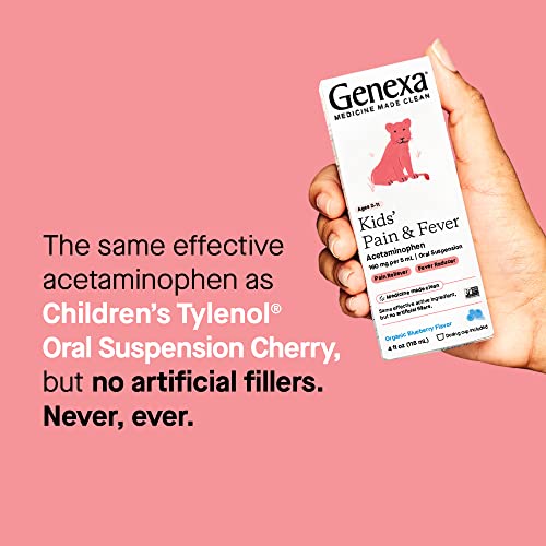 Genexa Kids’ Pain and Fever Reducer Childrens Acetaminophen, Dye Free
