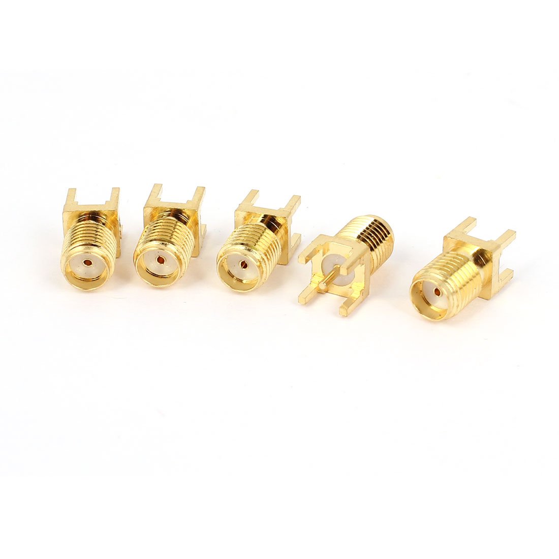 sourcing map 5 Pcs SMA Female Jack Solder PCB Clip Edge Mount RF Connector