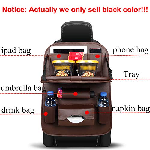Car Backseat Organizer with Foldable Table Holder, PU Leather Backseat