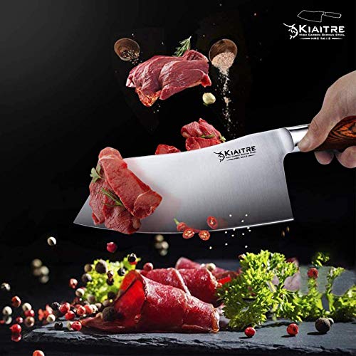 Kiaitre Meat Cleaver Knife 7 Inch Vegetable Cleaver Knife High Carbon German Steel with