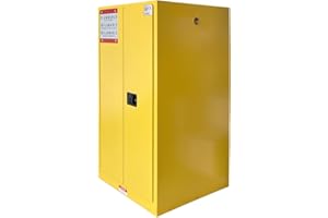 KOXUYIM Industry Safety Cabinet34"x34"x65" Flammable Liquid Fireproof Cabinet cold-rolled steel with 2 Shelves for Industrial Use, Galvanized Steel Fire Resistant Storage Double Wall Construction Yellow