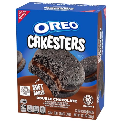OREO CAKESTERS DOUBLE CHOCOLATE SOFT SNACK CAKES, 5-2.02 OZ SNACK PACKS