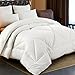 Abakan Soft Quilted Down Alternative Summer Cooling Queen Comforter five star Hotel Collection Reversible Duvet Insert with Corner Tab,Warm Fluffy Hypoallergenic for All Season,White,80 by 80 Inches