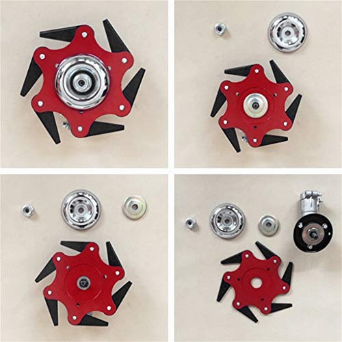 Outdoor Trimmer Head 6 Steel Blades Razor Lawn Mower Grass Weed Eater Brush Cutter Lawn Mower Sharpener Tool Replacement Parts (Red) - Thumbnail 4