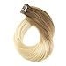 Moresoo 18 Inch 100 Remy Human Hair Tape in Extensions 50G/20PCS Color #6 Medium Brown Fading to #613 Bleach Blonde Extensions Glue in Tape on Remy Hair Extensions