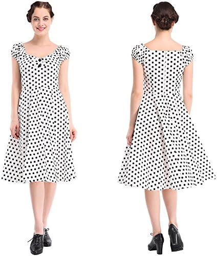 retro dotted round neck short sleeve buttoned temperament large Pengpian dress