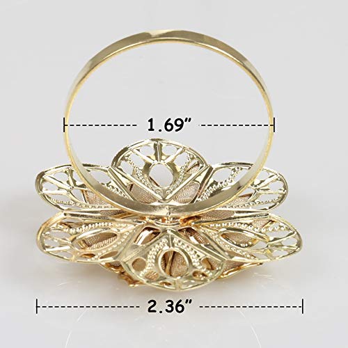 12 Pack Hollow Out Flower Napkin Rings, Gold Serviette Buckle Holder for Easter, Family Gathering, Dinner Party, Wedding Decor (Hollow Out Flower)