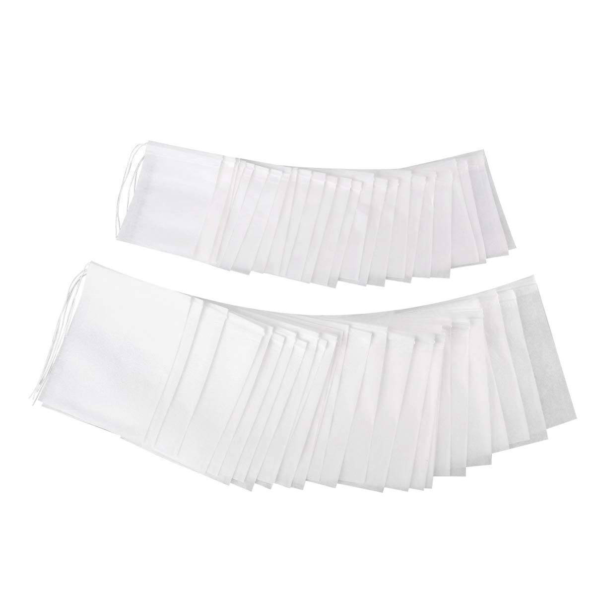 OUNONA 200-Piece Tea Bag Fine Tea Filter Disposable Tea Bag Drawstring Tea Bag Filter Paper Empty Tea Bags for Loose Leaf Tea Powder Herbs 2 Different Sizes (9.0 cm x 7.0 cm and 7.0 cm x 5.5 cm)