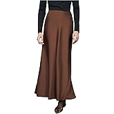 MakeMeChic Women's Satin Maxi Skirt Silk Fishtail Elegant Work Fall Long High Waist Skirts