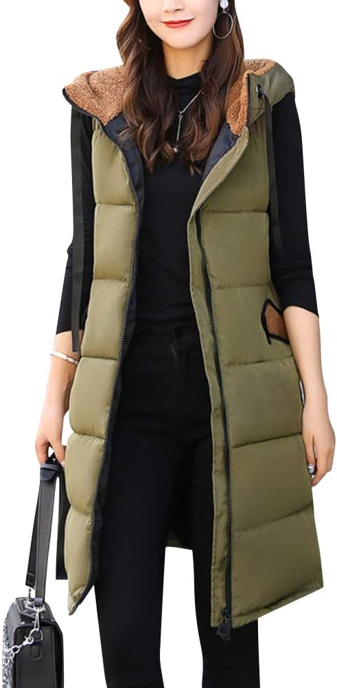 DianShaoA Women's Lightweight Quilted Vest Jacket Sleeveless Warm Hoodie Waistcoat